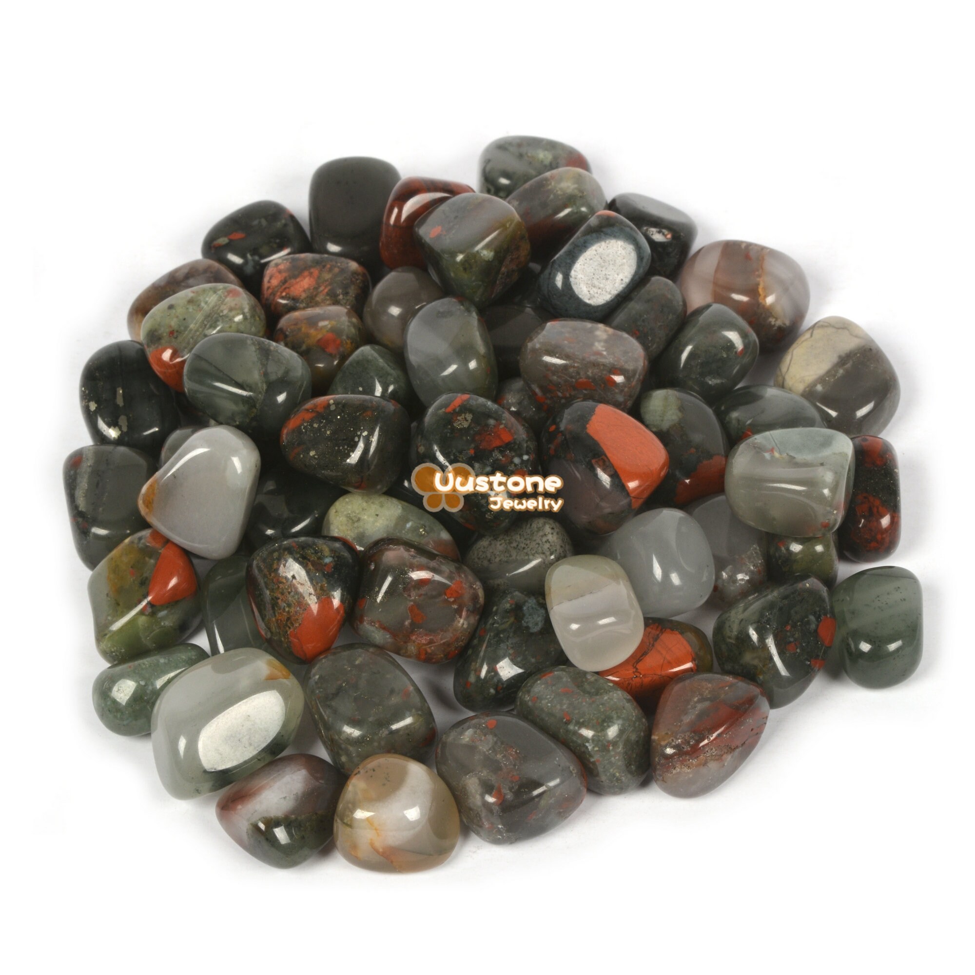 100 Grams African Bloodstone Tumbled Polished Natural Crystal Healing Pocket Stones Rock Collection