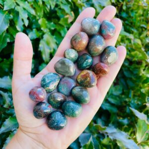 Tumbled Bloodstone Crystal: Natural Heliotrope Jasper, Polished Gemstone