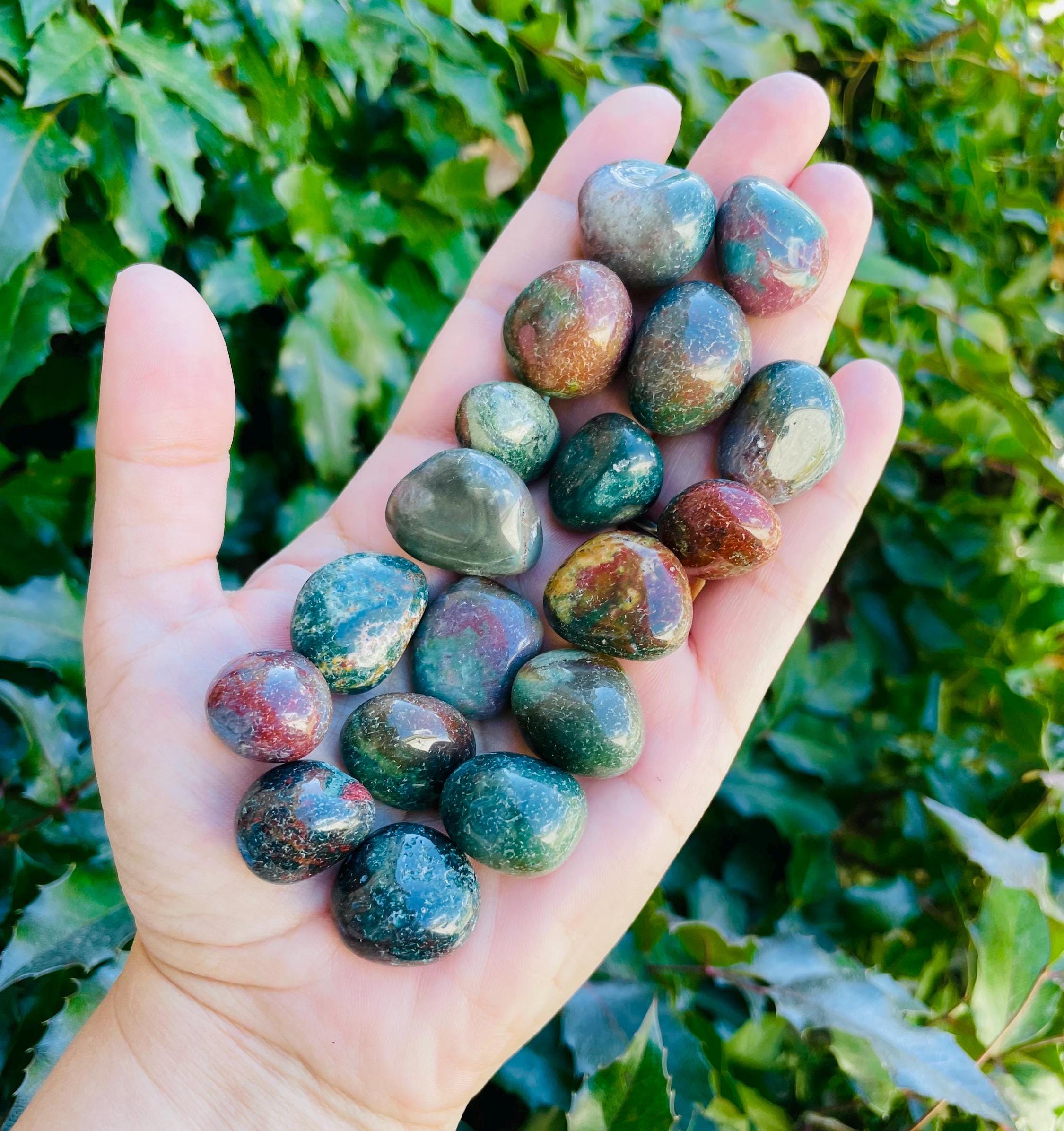 Tumbled Bloodstone Crystal: Natural Heliotrope Jasper, Polished Gemstone