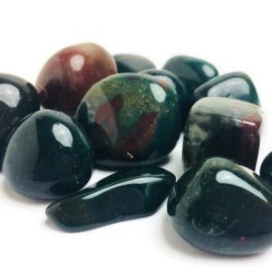 Tumbled Bloodstone Crystal: Polished Green Heliotrope Jasper (20-30mm)