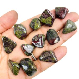 Dragon Bloodstone Crystal: Tumbled Green & Red Gemstone (3 Pieces)