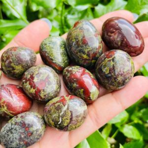 Tumbled Dragon Bloodstone Crystal: Polished Green & Red Gemstone