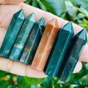 Long Tumbled Bloodstone Crystal Point: Faceted Polished Gemstone (45mm)