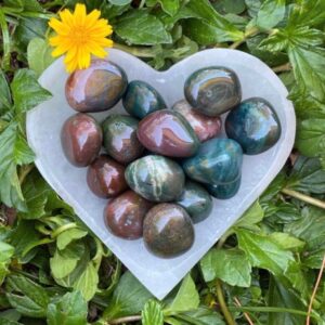 Polished Bloodstone Tumbled Stone: Green Heliotrope