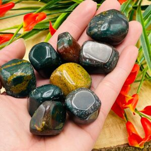 Bloodstone Tumbled Stone, Heliotrope Tumbled Crystal Gemstone, Bloodstone Jasper Tumbled Rocks