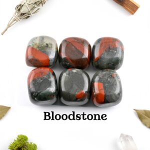 Bloodstone Tumbled Stone, Natural Heliotrope Gemstone, Courage And Vitality Wellness Stone