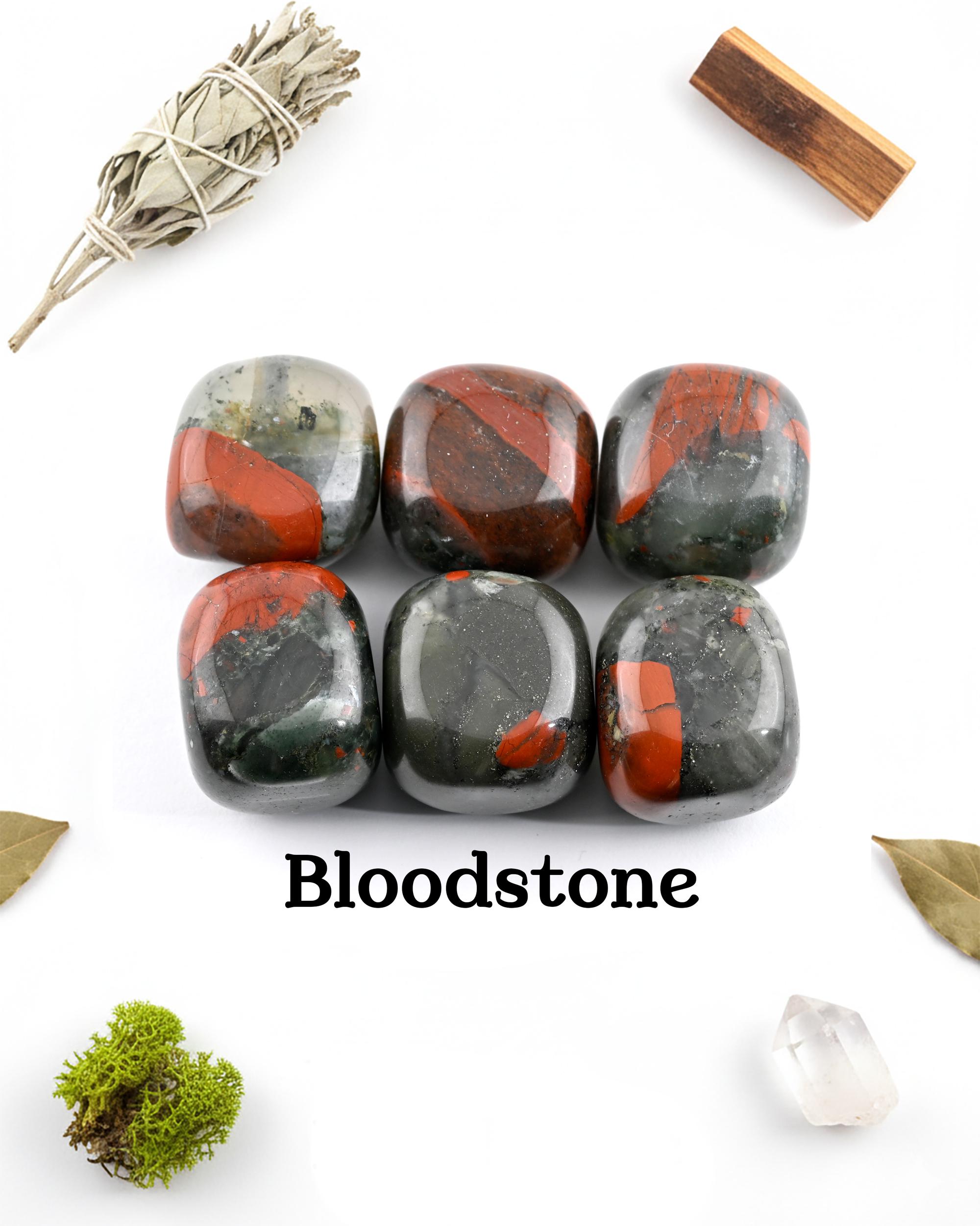 Bloodstone Tumbled Stone, Natural Heliotrope Gemstone, Courage And Vitality Wellness Stone