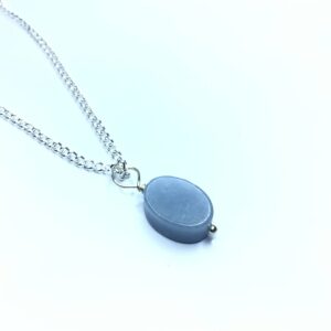 Blue Angelite necklace, oval pendant, Genuine raw rough natural gemstone, crystal healing, birthday, uk gift her, Something blue, wedding