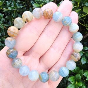 Blue Calcite Gemstone Beaded Bracelet, Earthy Pretty Light Blue Bracelet, Stretchy Bracelet, 10mm Gemstone Bracelet, Stacking Bracelets