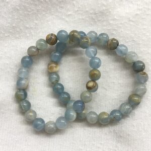 Lemurian Aquatine Brown Blue Calcite 8-8.5mm Round Natural Gemstone Beads Finished Jewelry Bracelet Supply - 1piece