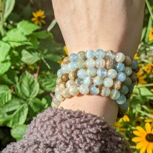 Lemurian Blue Calcite Beaded Stretch Bracelets 8mm