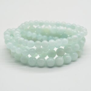 Mint Blue Calcite (dyed) Gemstone Round Beads Bracelet Sample Strand - 6mm Or 8mm Sizes - 7.5" Long