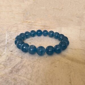 Rare Blue Calcite Bracelet: 10mm Gemstone, Handcrafted in USA