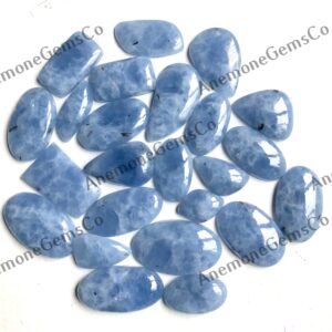 Natural Blue Calcite Gemstone Cabochon Wholesale Lot By Weight With Mix Shape And Size, Use For Jewelry Making DIY, And Craft Supply.