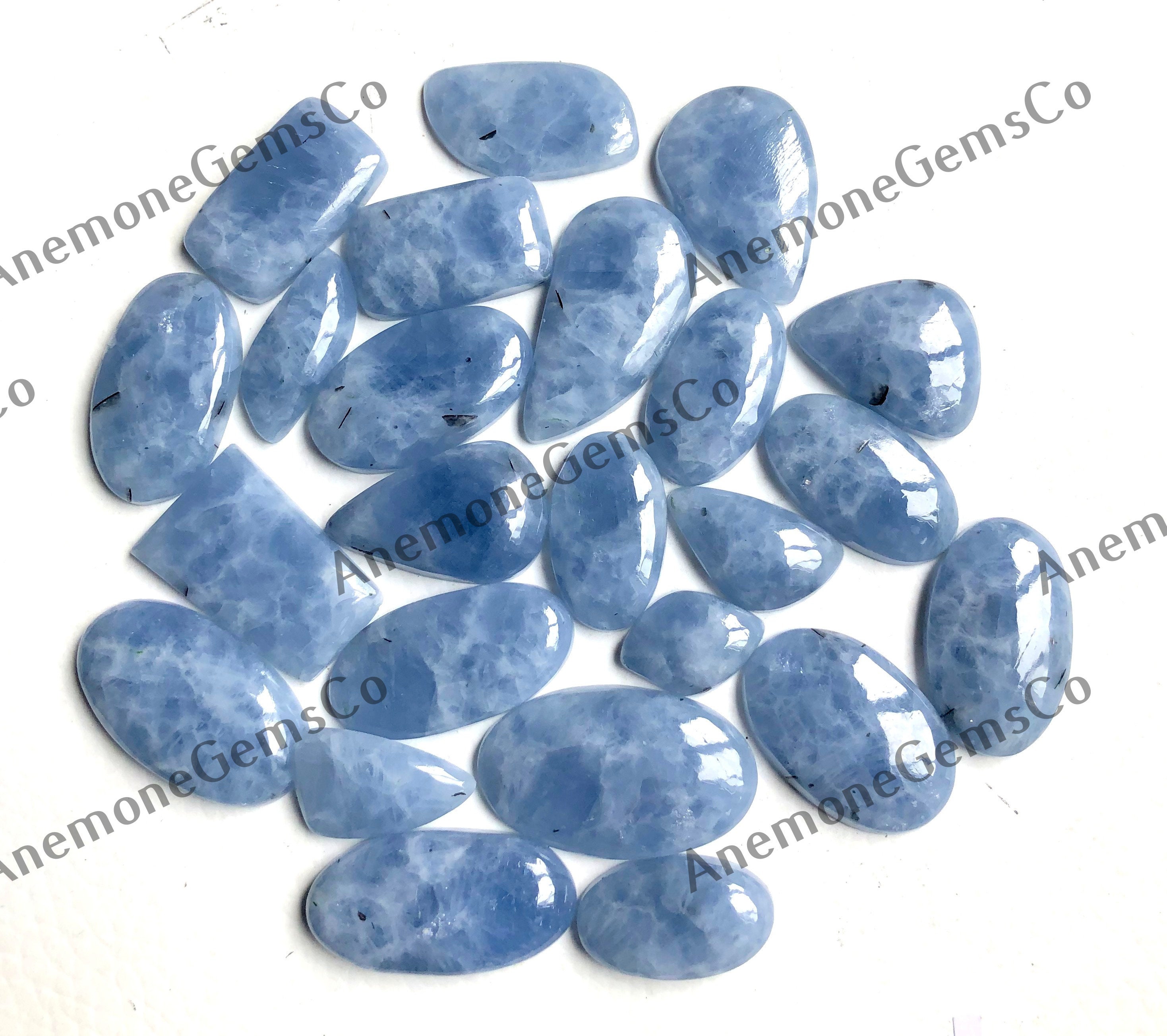 Natural Blue Calcite Gemstone Cabochon Wholesale Lot By Weight With Mix Shape And Size, Use For Jewelry Making Diy, And Craft Supply.