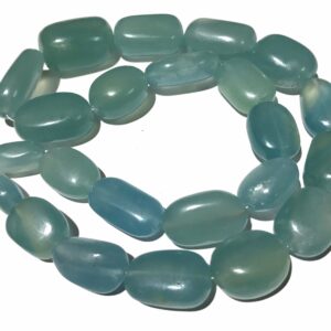 Aquamarine Color Smooth Calcite  Gemstone Beads/18” Calcite Stone Beads/13-16*16-22mm W*H Calcite Smooth Tumbles/Blue Calcite Smooth Nuggets