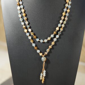 Argentinian Blue Calcite Mala Necklace • Lemurian Aquatine Chalcedony 108 Beads • Ocean Hues • 6, 8 And 10 Mm • Ag4757 Argentinian Blue Calcite Mala Necklace • Lemurian Aquatine Chalcedony 108 Beads • Ocean Hues • 6, 8 And 10 Mm • Ag4757