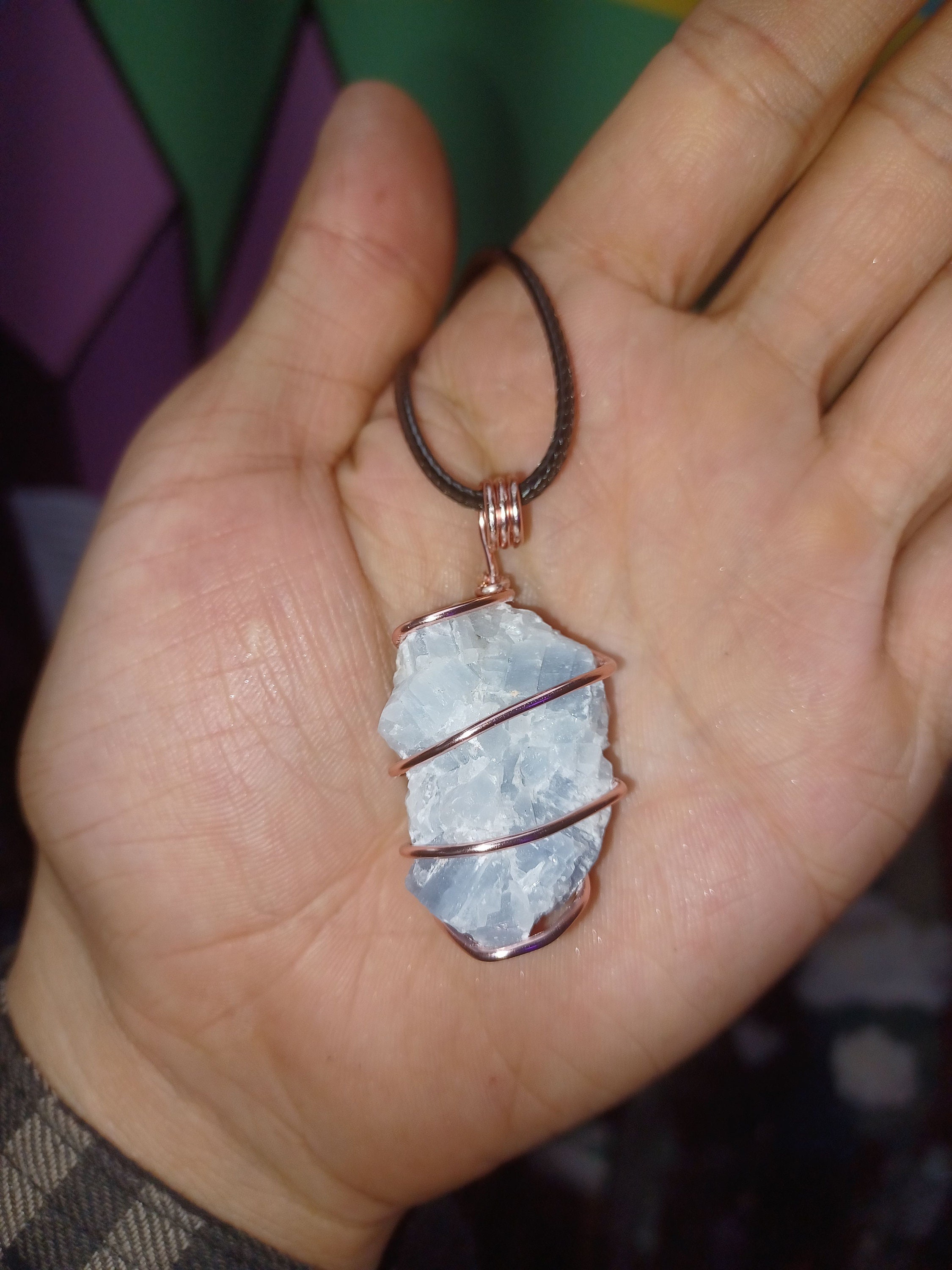 Blue Calcite Wrapped Necklace