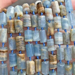 Natural Blue Calcite Cylindrical Barrel Loose Beads,diy Handmade Beaded Jewelry Making Accessories,15 Inches One Strand