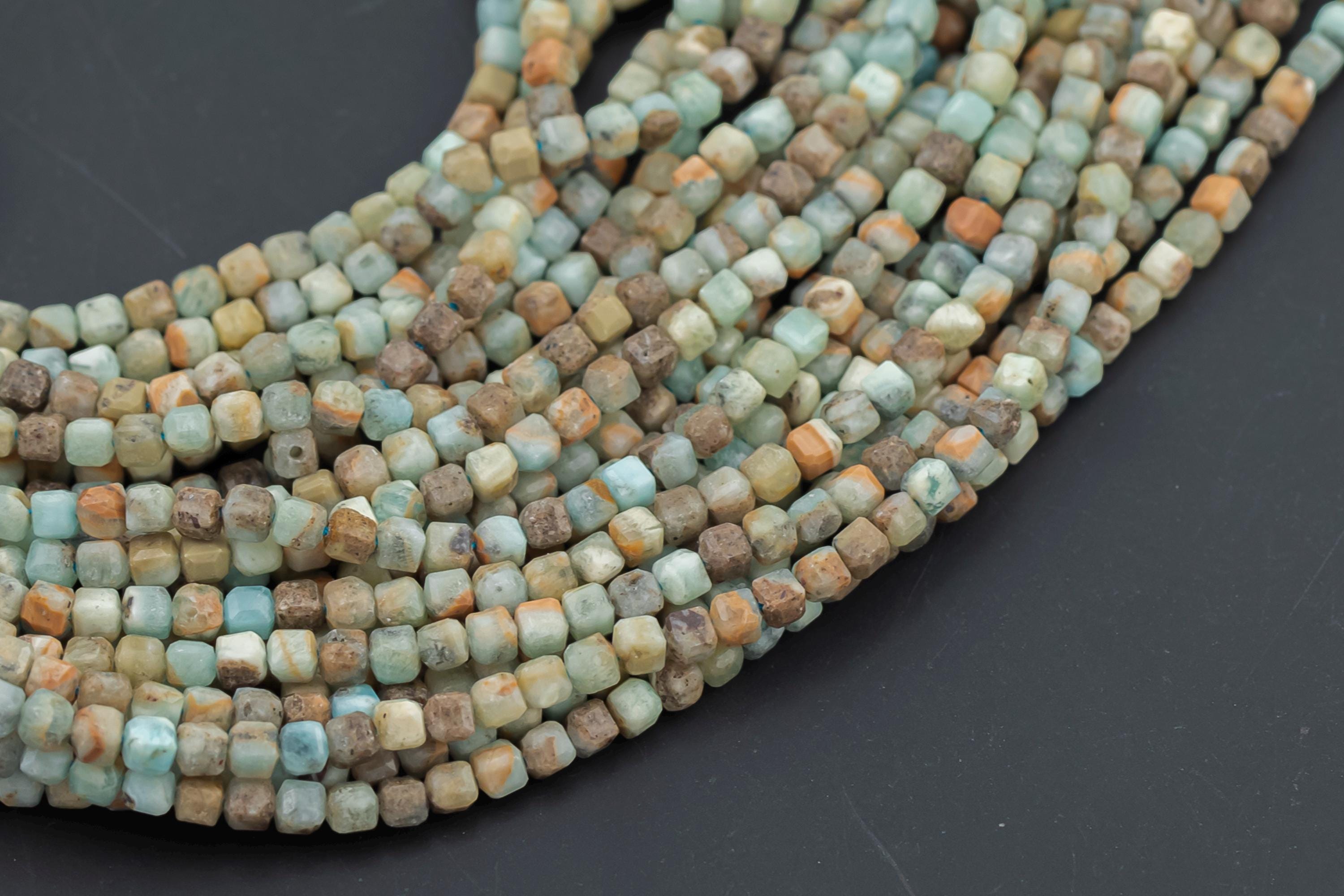 Natural Lemurian Blue Calcite Faceted Cube Beads Size 3.5mm 15.5" Strand