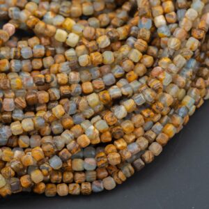 Natural Lemurian Blue Calcite Faceted Cube Beads Size 3.5mm 15.5" Strand