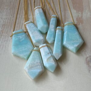 Caribbean Blue Calcite Pendant Necklace Gemstone Jewelry