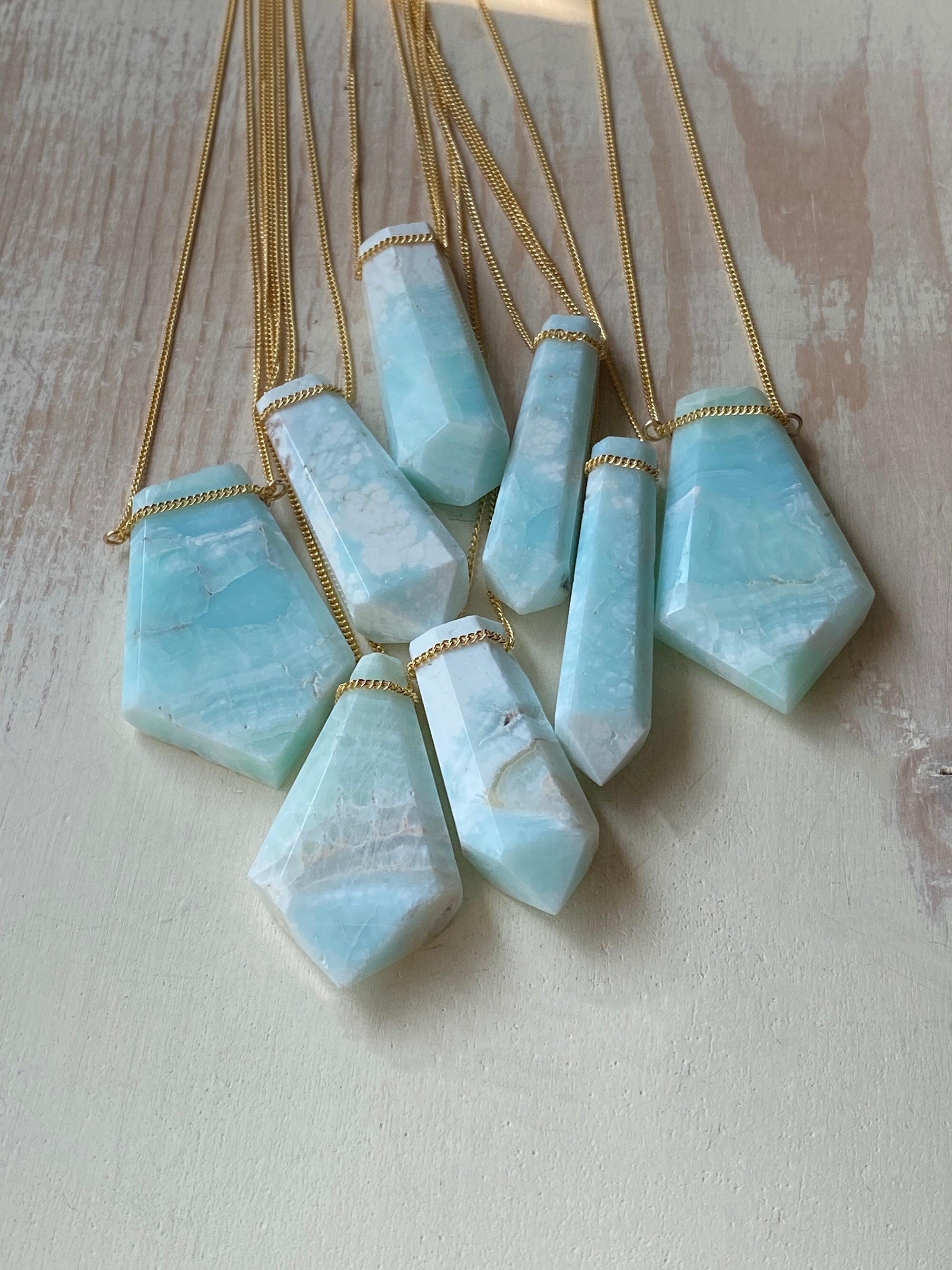 Caribbean Blue Calcite Pendant Necklace Gemstone Jewelry Caribbean Blue Calcite Pendant Necklace Gemstone Jewelry