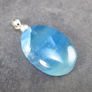 Lemurian Aquatine Blue Calcite Silver Pendant From Argentina - 1.5" - 6.88 Grams