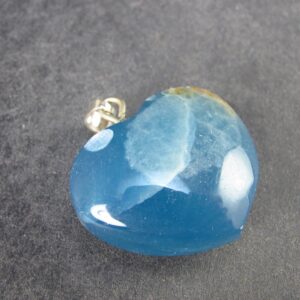 Lemurian Aquatine Blue Calcite Silver Heart Pendant From Argentina - 1.2" - 12.09 Grams
