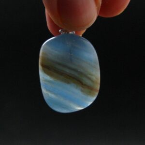 Lemurian Aquatine Blue Calcite Silver Pendant From Argentina - 1.3" - 7.96 Grams
