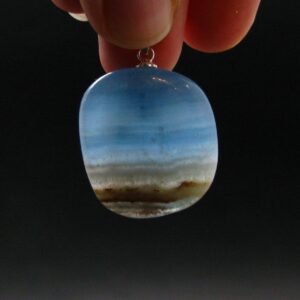 Lemurian Aquatine Blue Calcite Silver Pendant From Argentina - 1.4" - 9.76 Grams