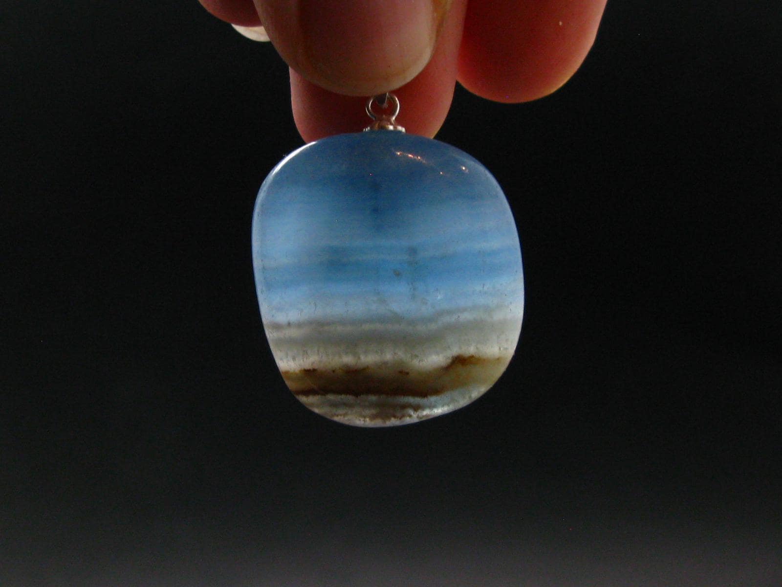 Lemurian Aquatine Blue Calcite Silver Pendant From Argentina - 1.4" - 9.76 Grams