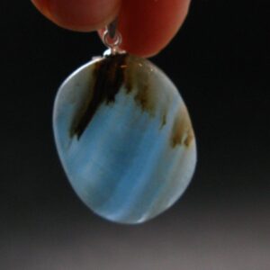 Lemurian Aquatine Blue Calcite Silver Pendant From Argentina - 1.4" - 7.13 Grams