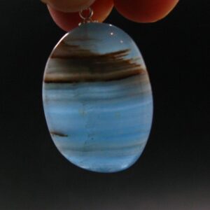 Lemurian Aquatine Blue Calcite Silver Pendant From Argentina - 1.5" - 8.32 Grams