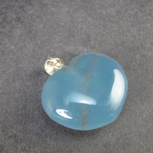 Lemurian Aquatine Blue Calcite Silver Heart Pendant From Argentina - 1.2" - 9.75 Grams