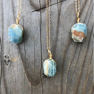 Calcite / Raw Blue Calcite / Calcite Pendant / Calcite Necklace / Calcite Jewelry / Chakra Jewelry / Reiki Jewelry / Gold Filled