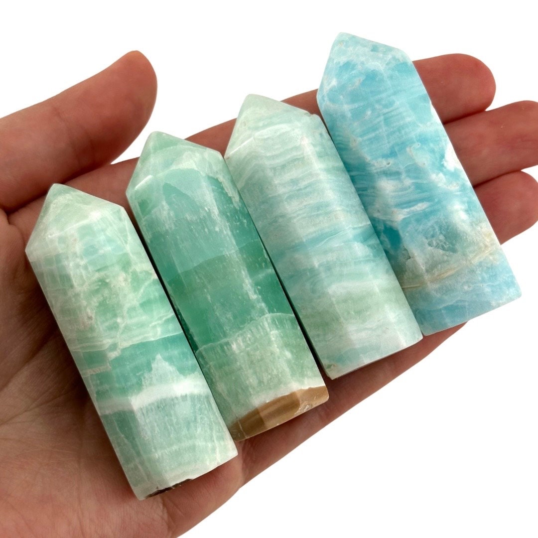 Caribbean Blue Calcite Point | Polished Natural Crystal Tower (crown Chakra) Caribbean Blue Calcite Point | Polished Natural Crystal Tower (crown Chakra)