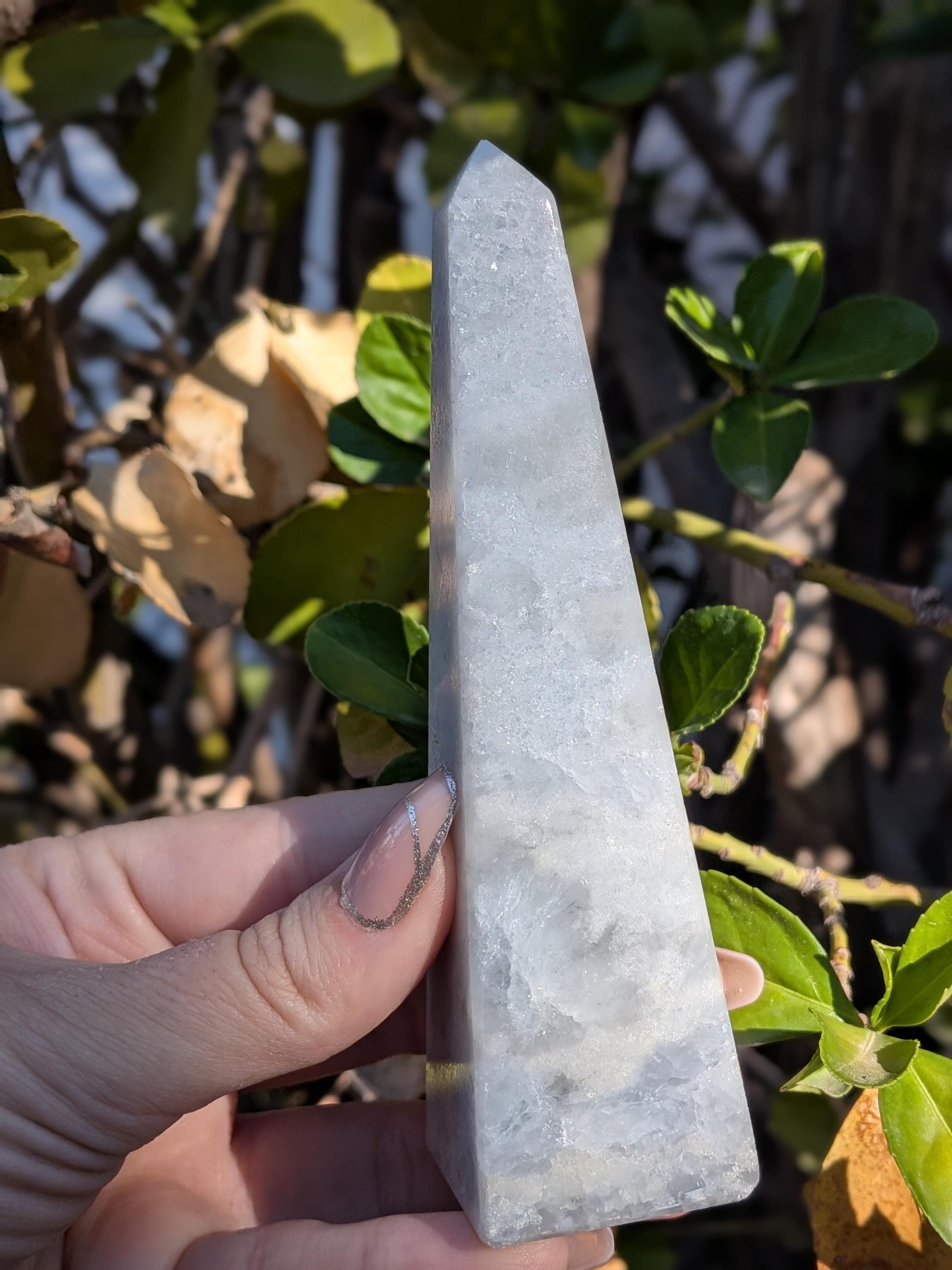 Polished Blue Calcite Obelisk Crystal Tower