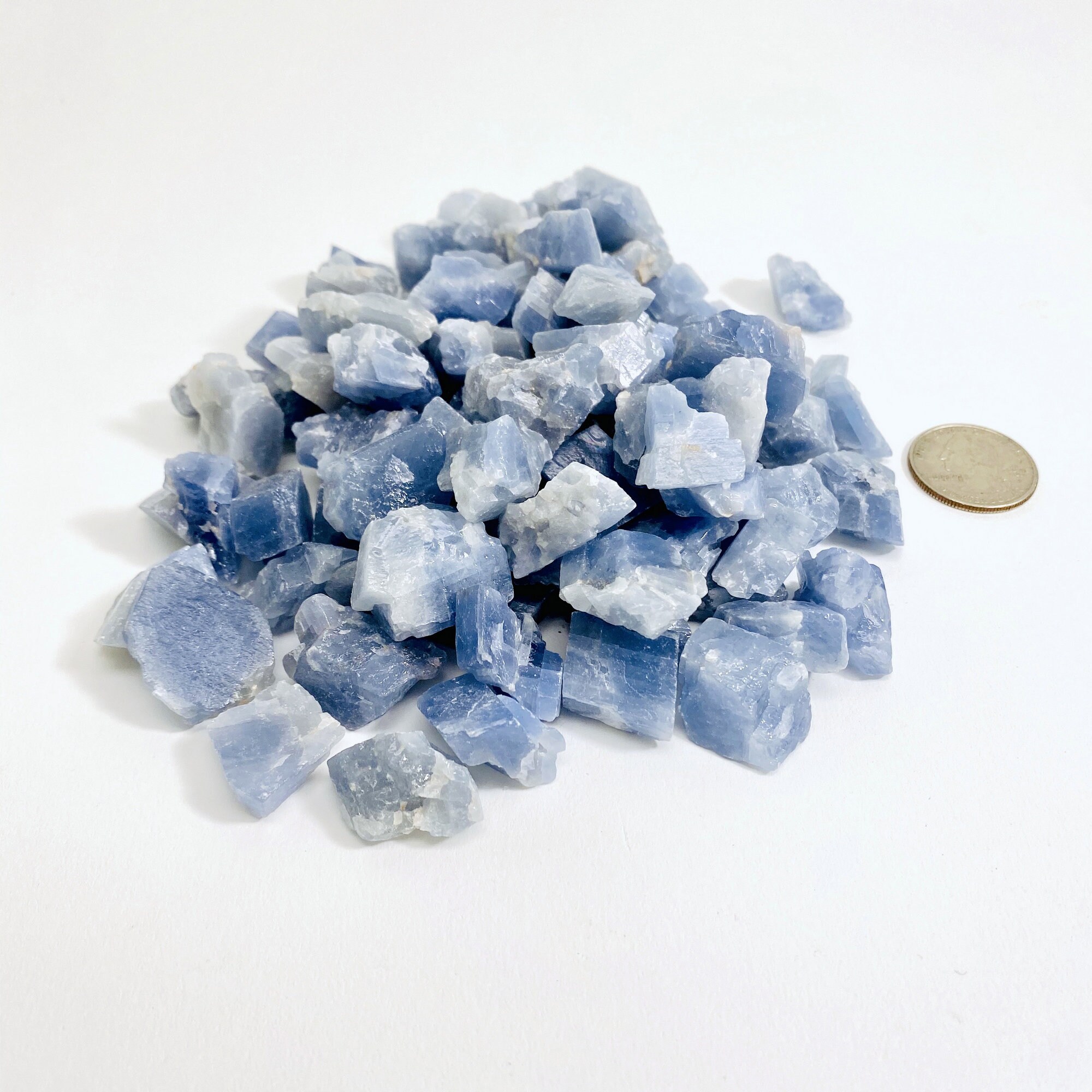 Rough Blue Calcite Crystals, Chakra Healing Stones, Wire Wrapping
