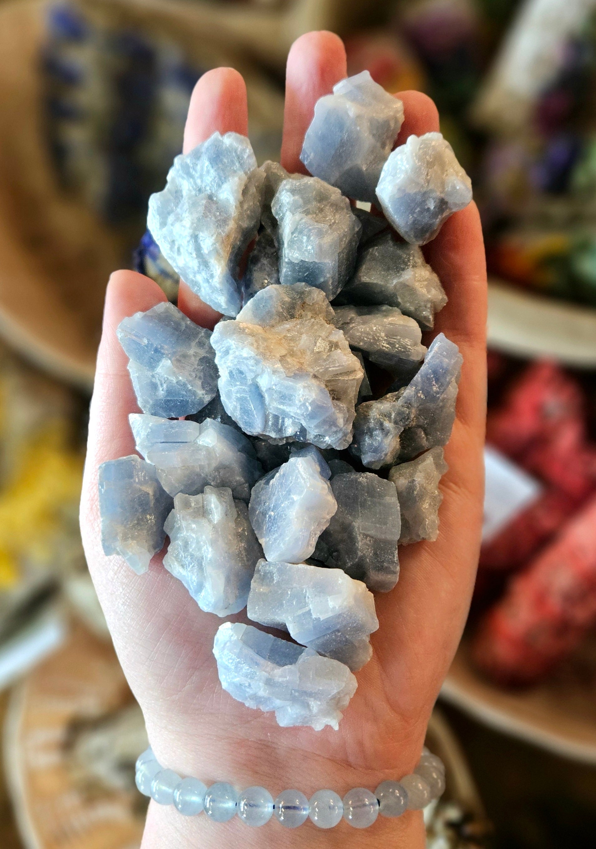 Blue Calcite Rough Stone, One, Feng Shui, Pocket Stone, Metaphysical, Rock Hound, Crystal Healing