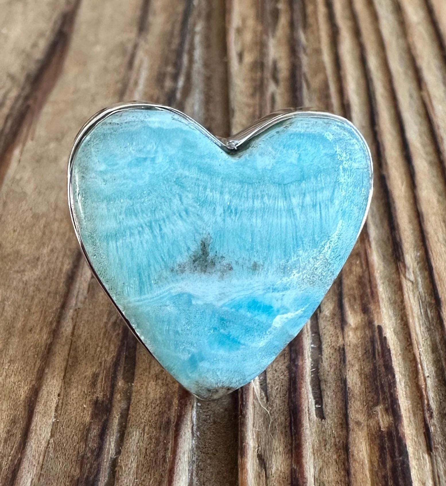 Caribbean Calcite Sterling Silver Ring, Size 6.5, Statement Heart Gem, Blue Gemstone, Natural Stone Jewelry, Artisan Handmade Piece Caribbean Calcite Sterling Silver Ring, Size 6.5, Statement Heart Gem, Blue Gemstone, Natural Stone Jewelry, Artisan Handmade Piece