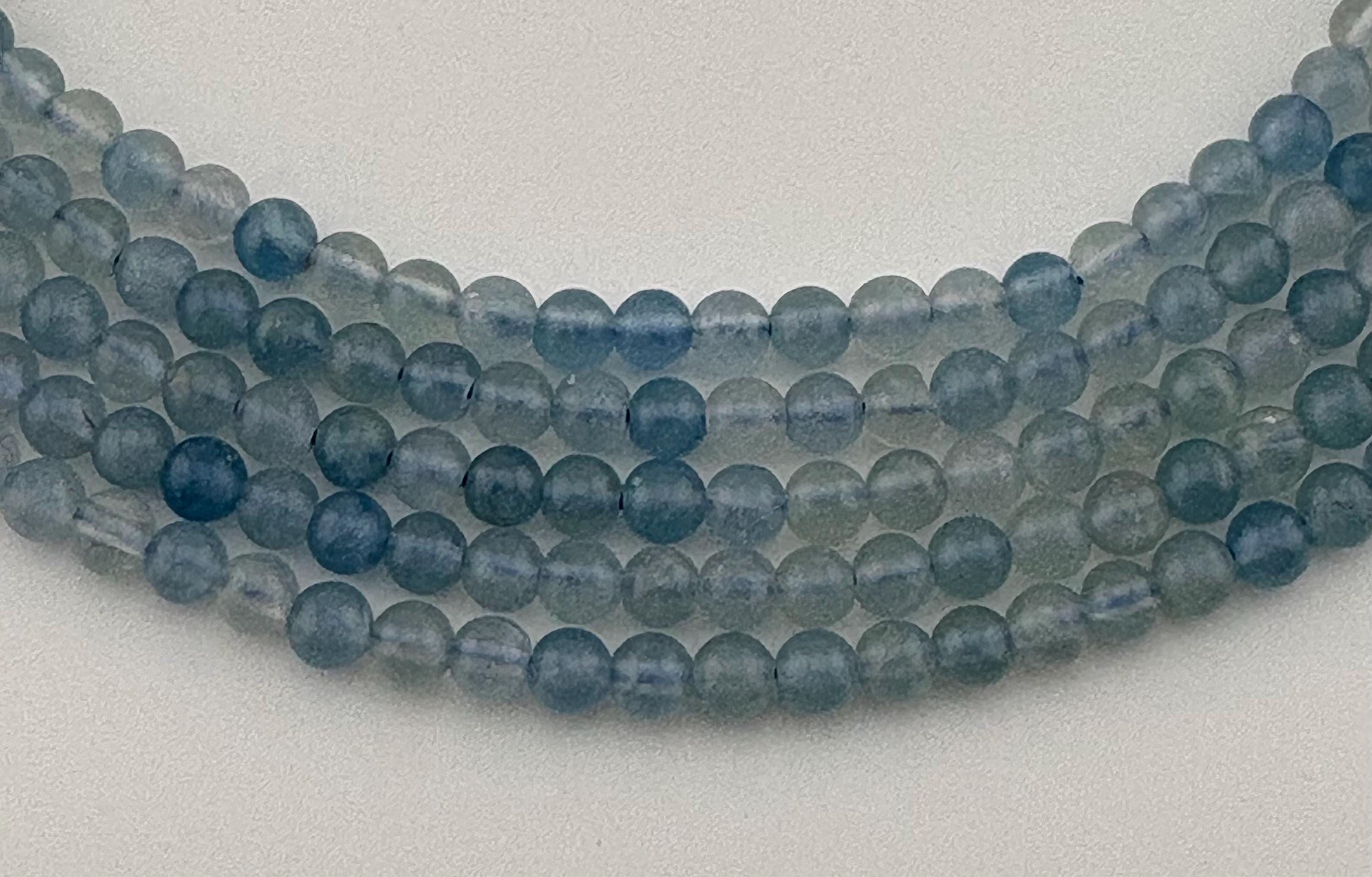 4mm Argentina Blue Calcite Grade A Gemstone Beads. 15” Strand Of Clear Blue Round Beads, 90 Per Strand.