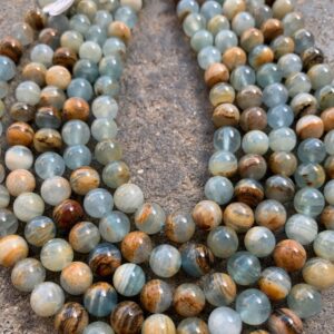 8.5mm Round Argentinian Blue Calcite Beads