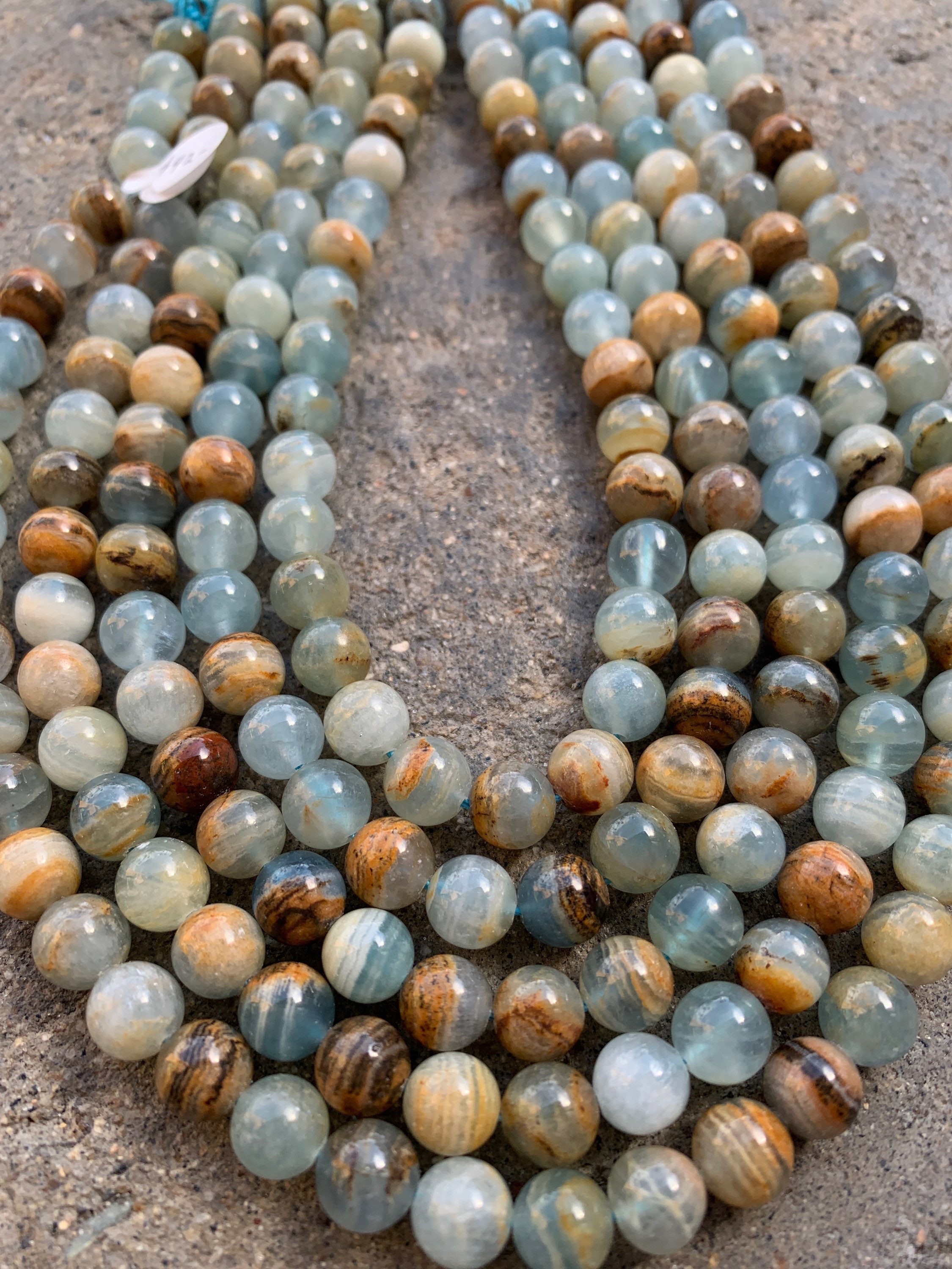 8.5mm Round Argentinian Blue Calcite Beads