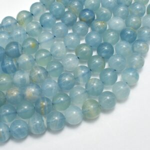 Blue Calcite 8mm Round Beads, 15.5 Inch, Approx. 50 beads, Hole 1mm (185054001)