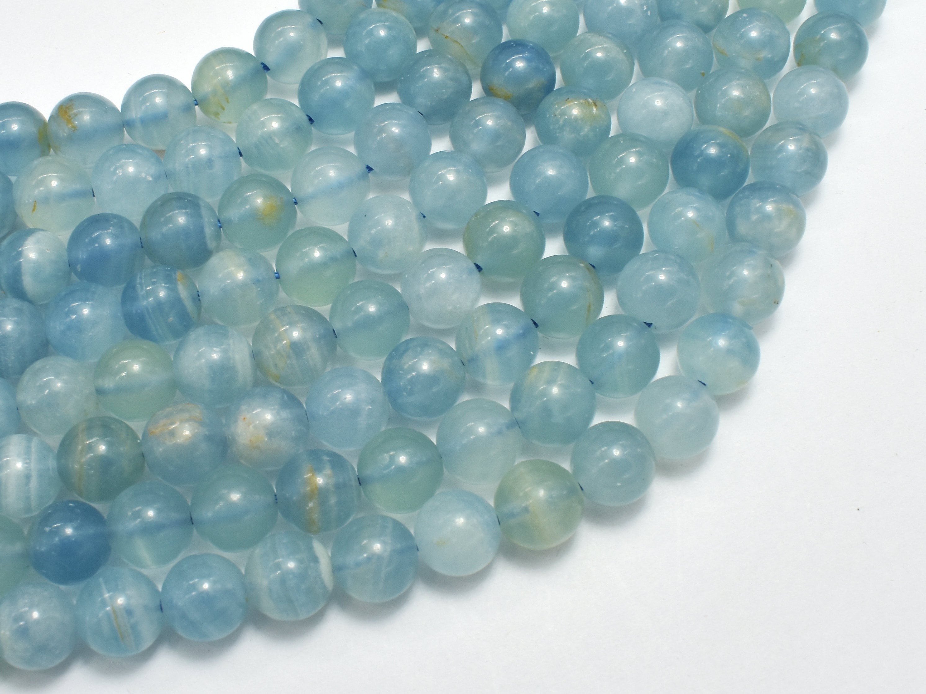 Blue Calcite 8mm Round Beads, 15.5 Inch, Approx. 50 Beads, Hole 1mm (185054001)