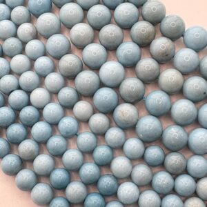 Caribbean Blue Calcite gemstone beads. 15” strand of round beads, available in 8mm and 10mm.