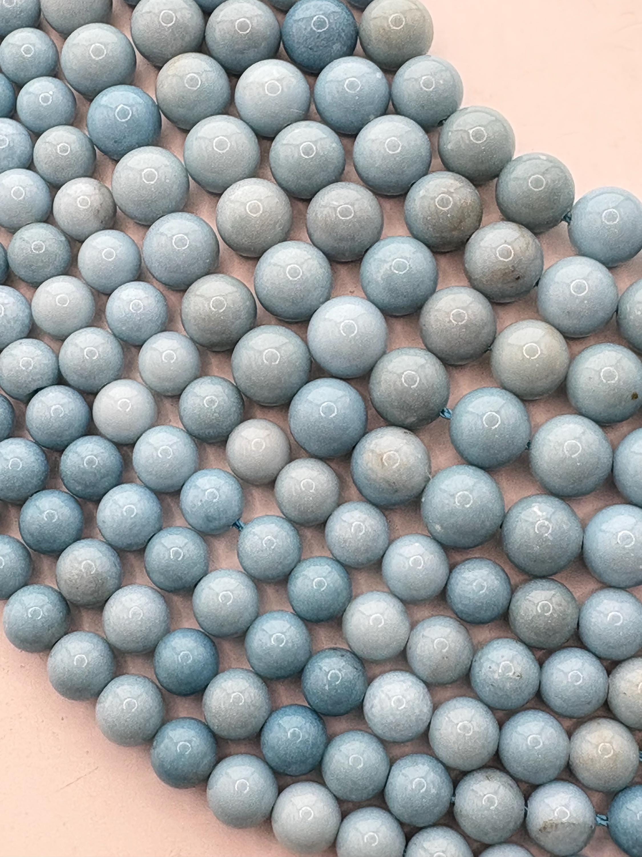 Caribbean Blue Calcite Gemstone Beads. 15” Strand Of Round Beads, Available In 8mm And 10mm.