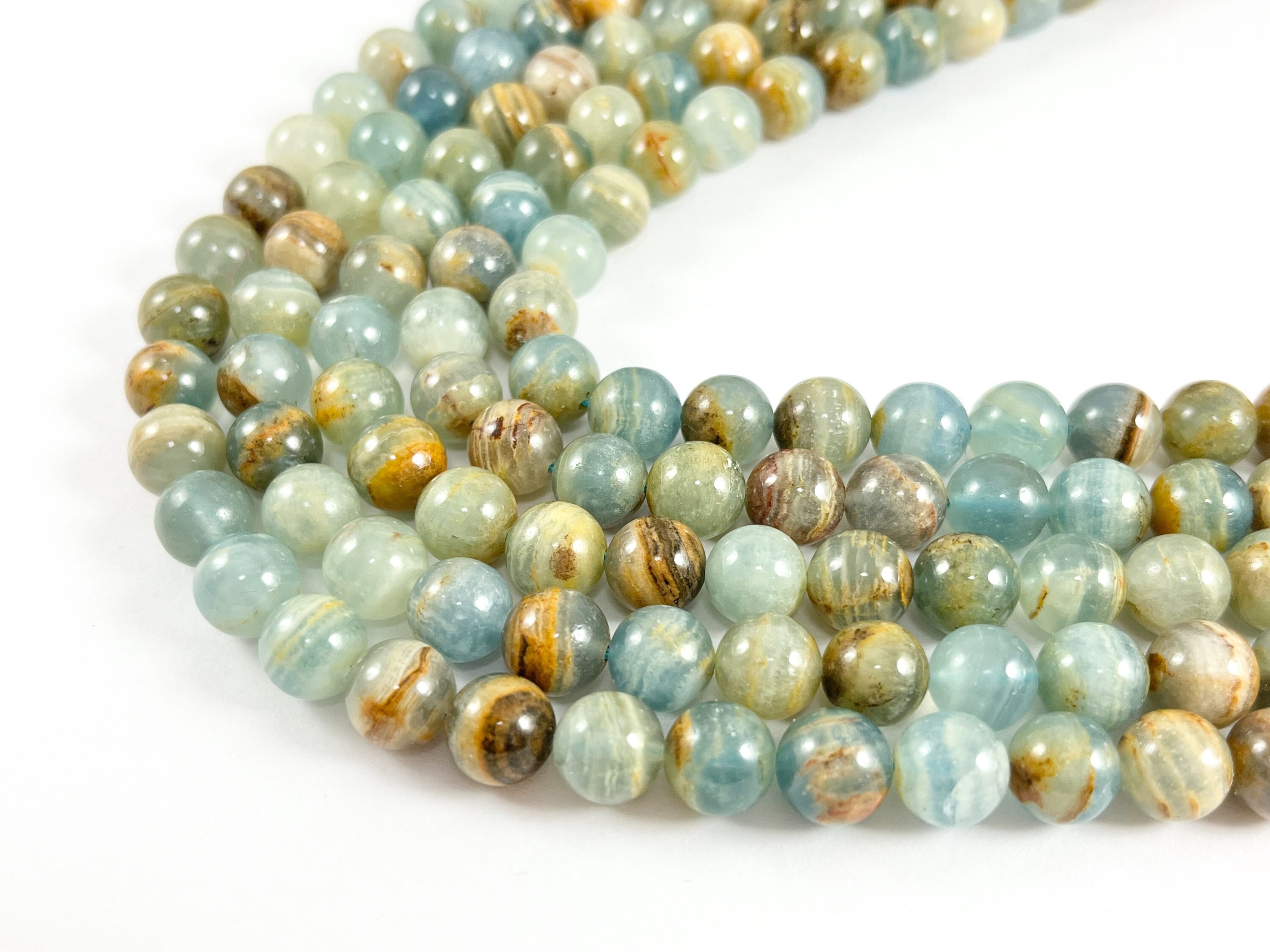 High Quality Blue Calcite Beads Round Shiny Polished Smooth Natural Stone Beads 6mm 8mm 10mm 12mm Around 14-15"