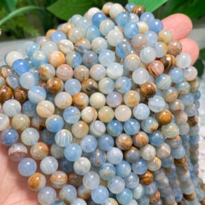 Natural Aaa Blue Calcite Smooth Round Beads Loose Gemstone Crystal For Jewelry Making 4mm 6mm 8mm 10mm 12mm Semi Precious Stone Beads.